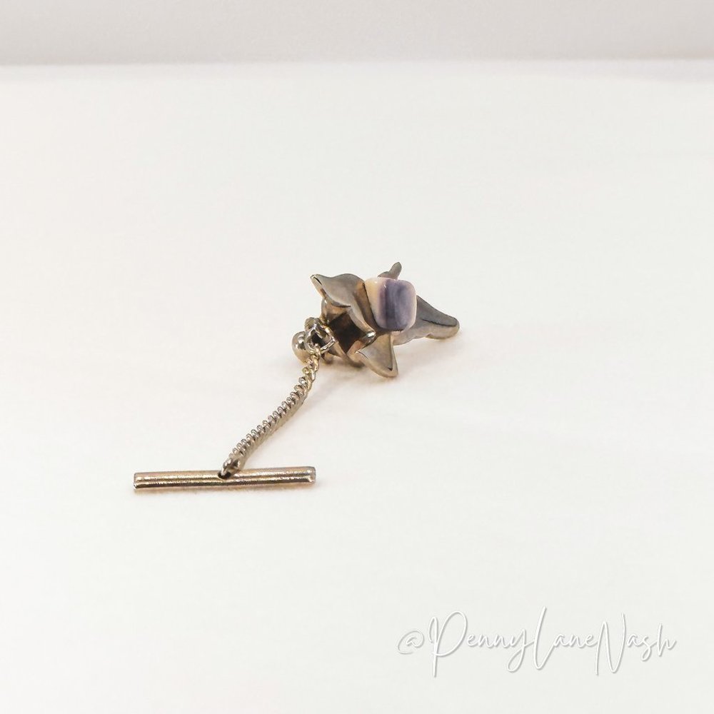 Vintage Bird w/ Blue Stone Tie Tack Chain - Picture 6 of 6